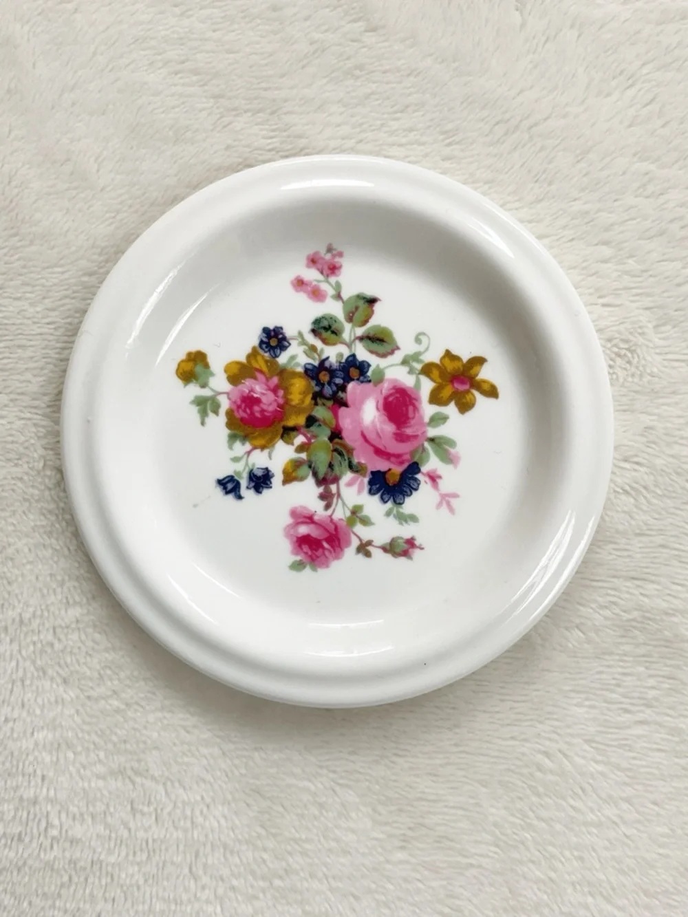 Vintage English Bone China Floral Ring Dish Pink Cottagecore Trinket